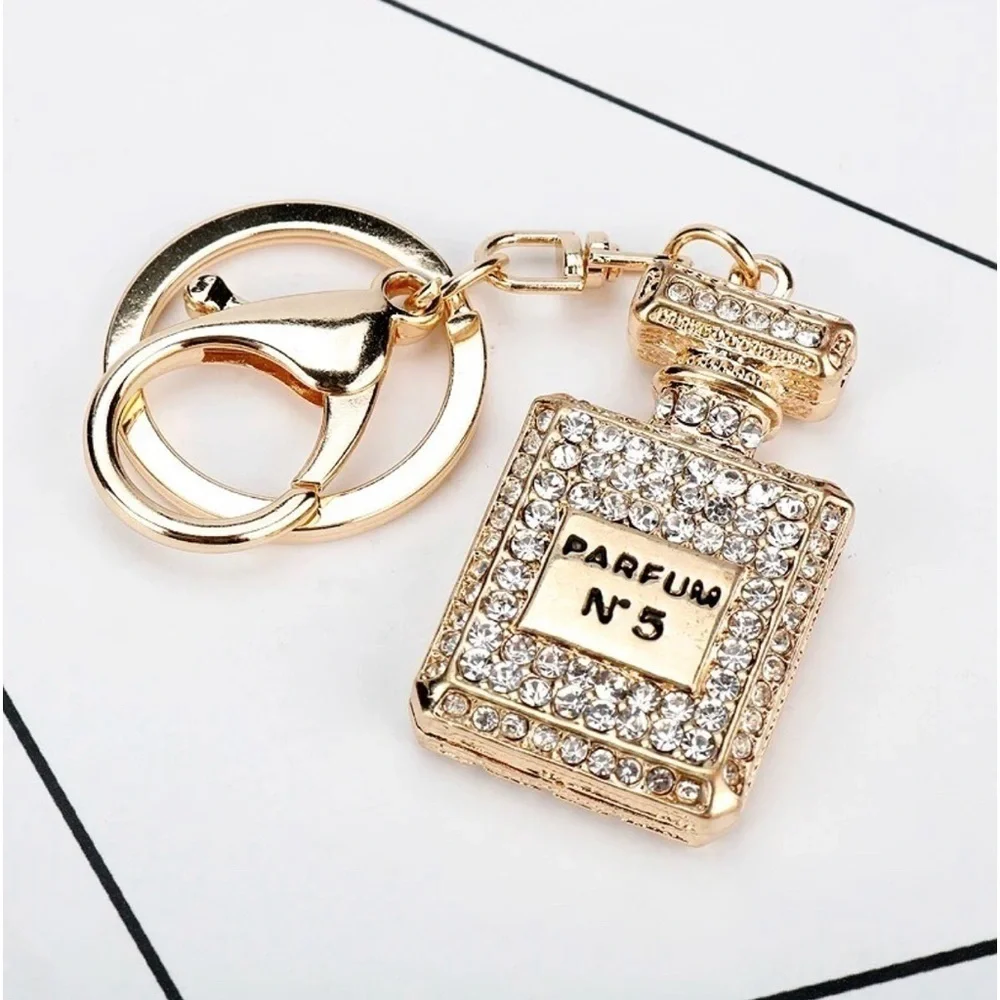 Perfume No. 5 White Crystal Keychain/ Bag Charm